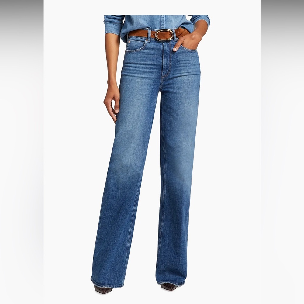 PAIGE Sasha High-Rise Stretch Wide-Leg Jeans Sz 27 - Picture 2 of 11